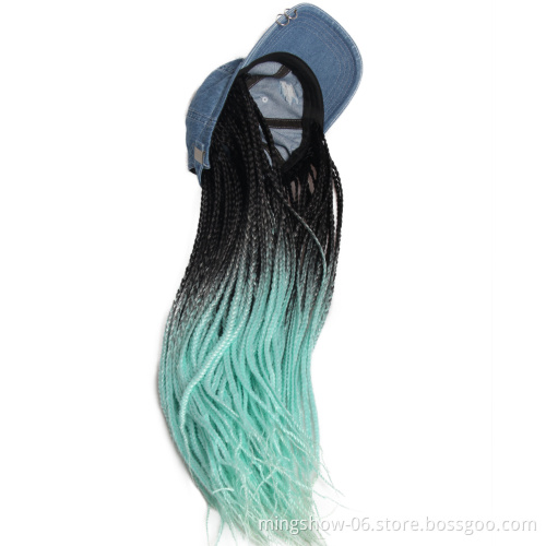 Fashionable Wigs hats style with cheap price synthetic hair baseball braided wigs,female fiber hair extension